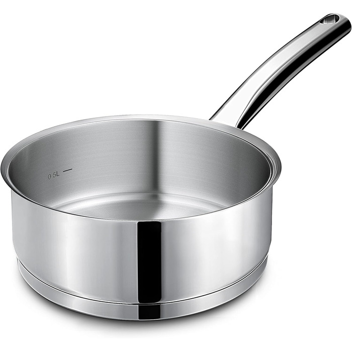 Маленька індукційна каструля Linnuo 16 см зі скляною кришкою, маленька каструля об&39ємом 1,5 л виготовлена з нержавіючої сталі 18/10, ручка не нагрівається, коване дно для всіх плит, міні-каструля, каструля для молока, індукційна каструля (16 см 1,2 л)