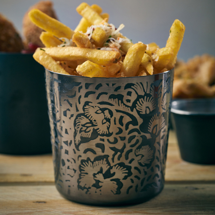 Склянка сервірувальна, 8.5х8.5 см, 420 мл, чорна, з квітковим малюнком, GenWare