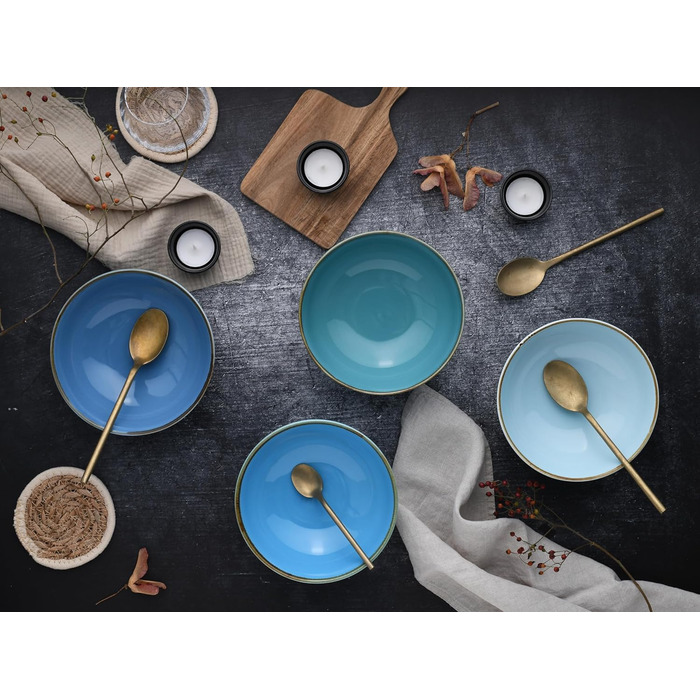 Серия Набор посуды из 4 предметов, Миска для злаков, Керамогранит Покебоул (Nature Collection Aqua, Smoothibowl - Aqua), 23432