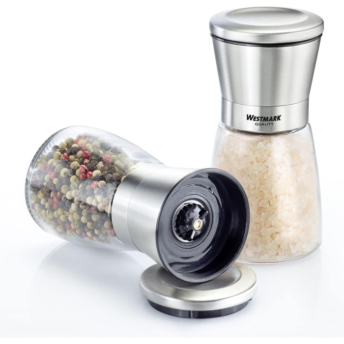 Дисплей Westmark, Вміст 6 дозаторів, Ємність 190 мл кожен, Скло/Нержавіюча сталь/Пластик, Прозорий/Чорний/Сріблястий, 63592611 (Млин для спецій, 2 шт. и, Прозорий/Сріблястий/Чорний)