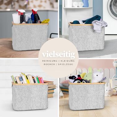 Кошики для зберігання, сумісні з IKEA Полиця KALLAX - Кошик для зберігання деревини Невеликий антрацит - Коробка для зберігання Полиця Кошик для зберігання - Паперовий ящик Кошик з фетру Складний кошик для білизни (40 л, фетр світло-сірий)