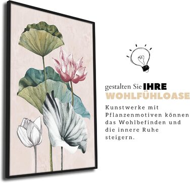 Картина STYLER у рамці Рослини 50 x 70 см I Artbox чорна рамка портретний формат настінна картина рослини квіти малюнок червоний рожевий зелений вітальня спальня офіс настінна прикраса прикраса для дому сучасний елегантний великий