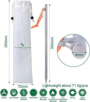 Безмежний Voyage 6 Pack Надміцні високоміцні кілочки для кемпінгових наметів з титанового сплаву для поїздок на свіжому повітрі, походів, садівництва (6 шт. (л))