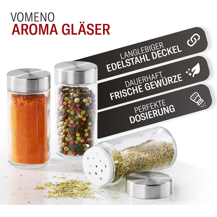 Набір з 18 баночок для спецій зі стійкою 30 x 8,5 х 19 см на 3 полиці Vomeno