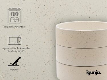 Набір керамічного посуду igunja, набір мисок та тарілок 12 предметів на 4 особи Високоякісний, 100 ручної роботи, набір посуду з реактивною глазур&39ю, матовий зовні, глянцевий всередині (бежевий, L-подібні миски)