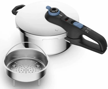 Tefal Скороварка Secure Trendy, 4л, с паровой корзиной, нержавеющая сталь, пластик