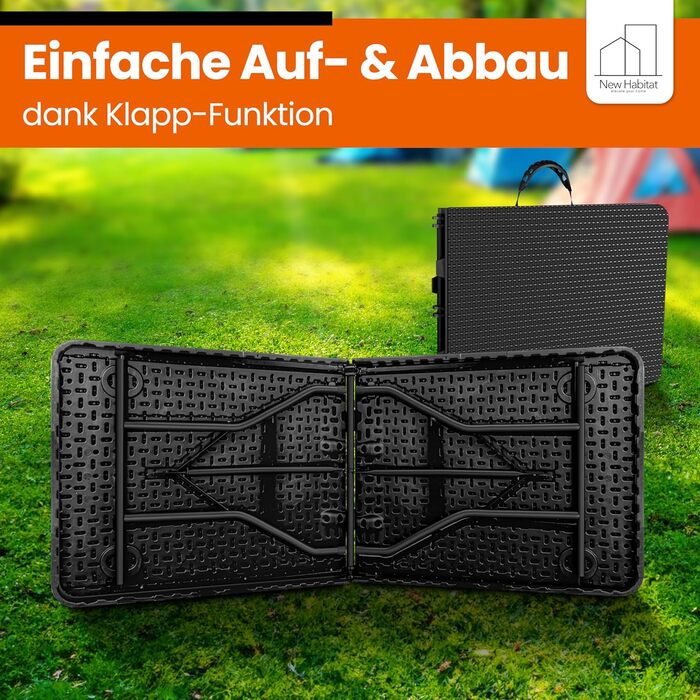 Складаний стіл для кемпінгу 180 х 75 см чорний NewHabitat