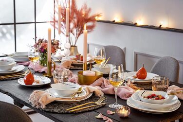 СПІВАЧКА Порцеляновий столовий сервіз Bilgola Black Lines, набір посуду з 18 предметів на 6 персон, набір тарілок, квадратний столовий сервіз 18 шт.