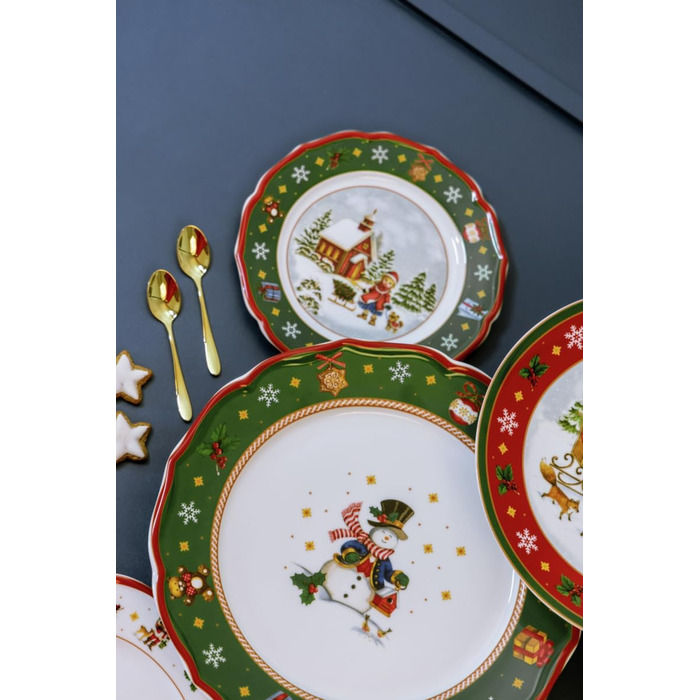 Набор столовой посуды на 2 персоны, 4 предмета, зеленый Happy Wintertime Hutschenreuther