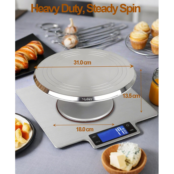 Вращающаяся подставка для торта из алюминиевого сплава 31 см Yizish