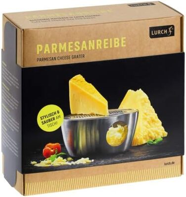 Терка для пармезану з кришкою та піддоном з нержавіючої сталі, 13 х 6 см, срібляста Lurch