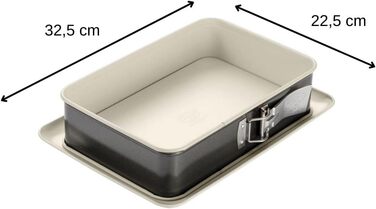 Прямоугольная пружинная форма 28 см BACK-TREND, форма для выпечки с защитой от протечек, квадратная форма для выпечки из стали с антипригарным покрытием, армированным керамикой (цвет крем/антрацит), количество 28 x 18 см Single