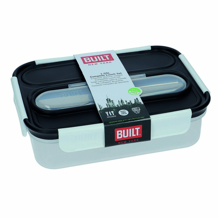 Ланч-бокс Built Classic зі столовими приладами, тризонний, 23,5 х 17 см, 1050 мл
