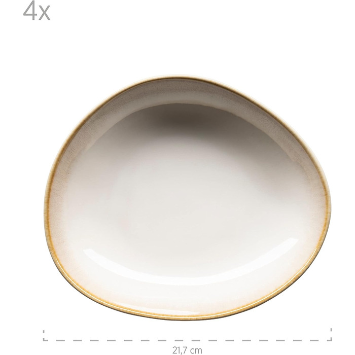 Сучасний набір посуду для 4 осіб з унікальною формою та градієнтом кольорів від бежевого до кремово-білого, комбінований сервіз із 16 предметів у вінтажному вигляді, комбінований сервіз керамограніту бежевий, 931991, La Sinfonia