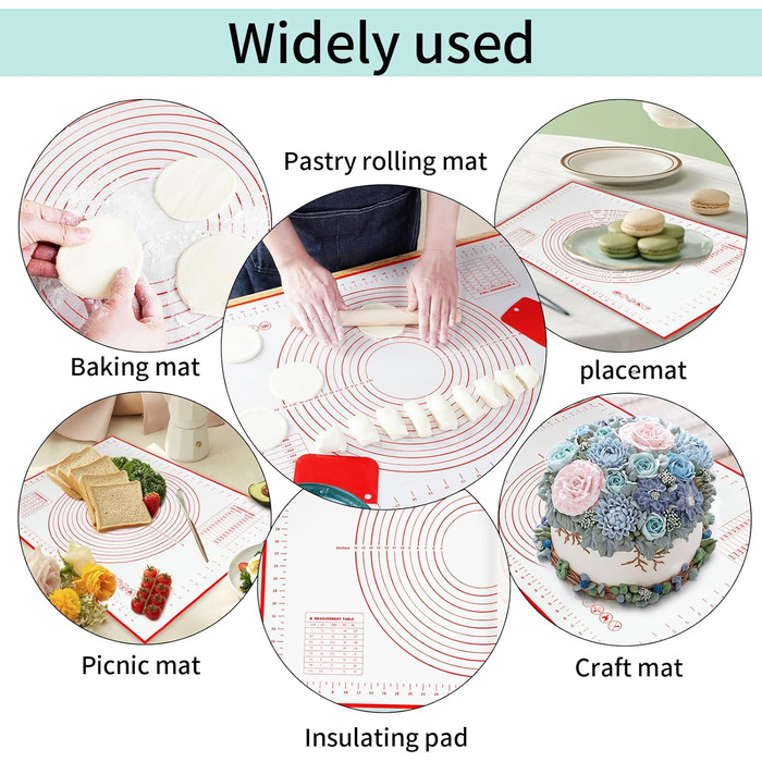 Силіконовий килимок для випічки 70 х 50 см червоний Behiruch