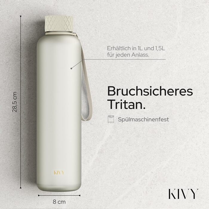 Бутылка для воды 1 л тритановая, белая золотистая KIVY