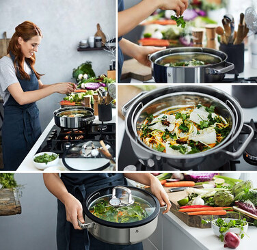 Жаровня кругла з кришкою і паровою корзиною 28 см Vitalis WMF