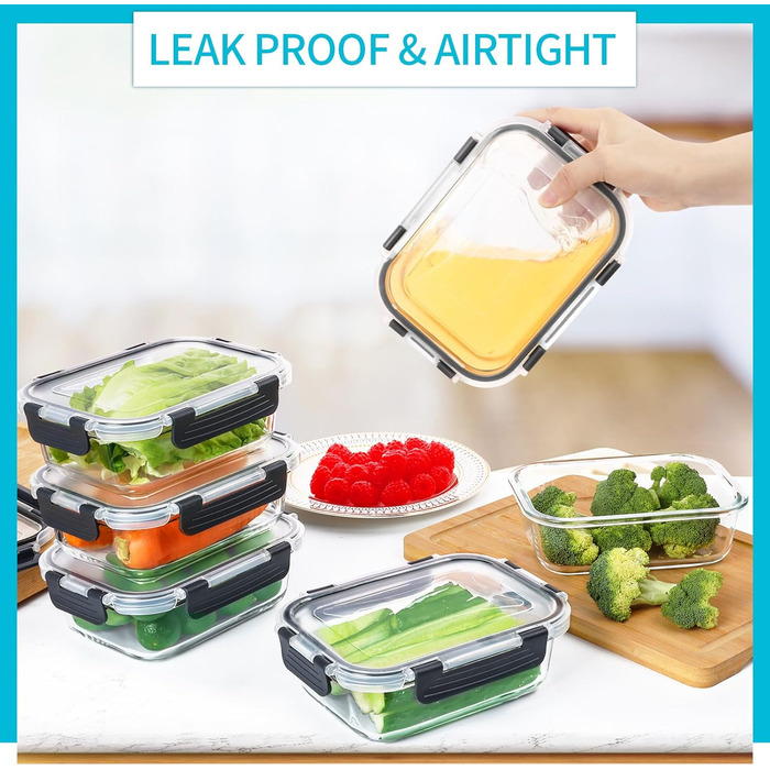 Набор пищевых контейнеров с крышками, 10 предметов, Skroam