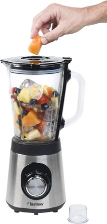 Блендер Bestron, з двома режимами швидкості та імпульсною функцією, контейнер можна мити в посудомийній машині, 500 Вт, 1,5 літра, колір (сріблястий)