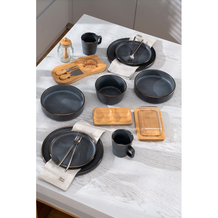 ARDESTO Тарілка обідня Fasano, 26см, кераміка, сірий темний