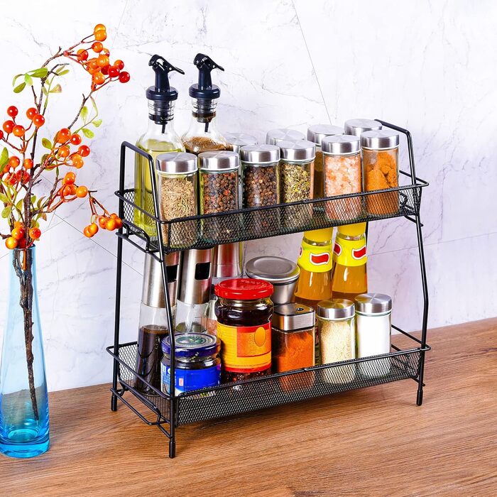 Квадратна стійка для спецій Miorkly з 20 круглими банками для спецій, карусель для спецій з нержавіючої сталі, що обертається на 360, органайзер для спецій, підставка для спецій, що стоїть, банки для спецій із вставкою, що розповсюджується, банка для спец