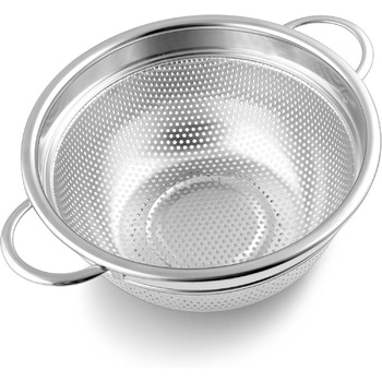 Ситечко из нержавеющей стали Herogo 20 см, металлическое ситечко с микроперфорацией и ручкой, прочное кухонное сито для мытья макарон, овощей, фруктов, спагетти, можно мыть в посудомоечной машине
