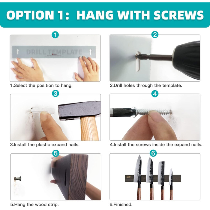 Дерев'яна магнітна смуга для ножів 40 см FINDKING