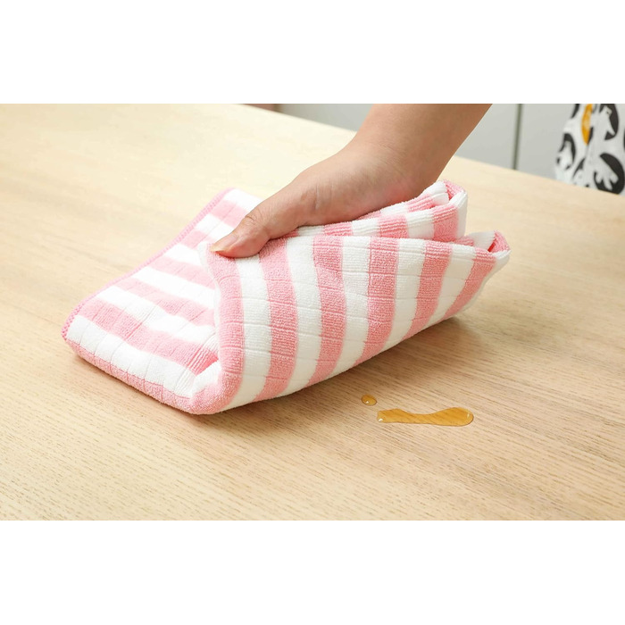 Набір з 8 кухонних рушників з мікрофібри, супервбираючих, мяких і товстих кухонних рушників, в клітинку з петлями для підвішування, 65 х 45 см, (рожевий)