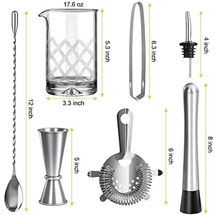 Шейкер для коктейлей 14 предметов, 500 мл, стекло SUPERSUN