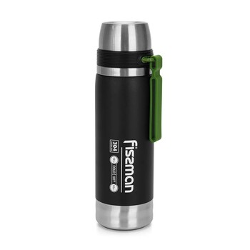 Термос Fissman 600 мл колір чорний нержавіюча сталь (9875)