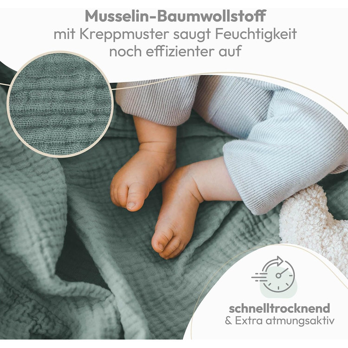 Набір рушників для дітей 10 шт. 70 х 70 см сланцево-зелений Laleni