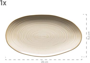 Серія Ноттінгем Набір з 3 сервірувальних тарілок, сервірувальна тарілка 3 розмірів у вінтажному вигляді, бежевий, керамограніт, 28 x 15,5 см 28 x 15,5 см бежевий, 931372