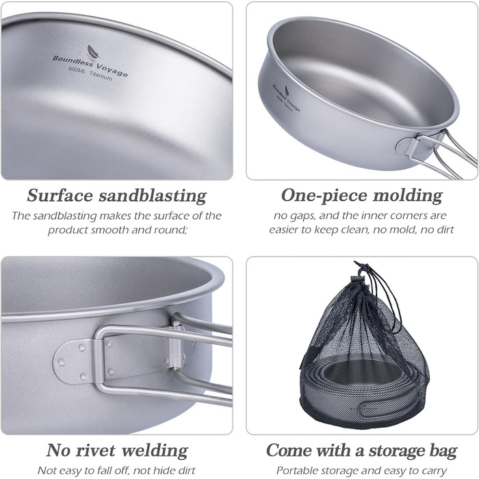Титановые кастрюли со складной ручкой Ti1096T Boundless Voyage