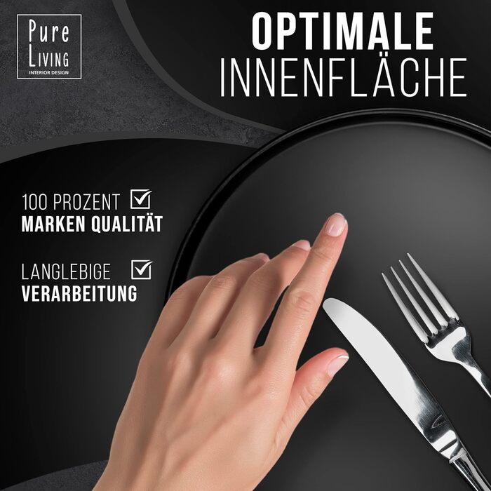 Набір тарілок на 6 персон, 24 предмети, чорний Manhattan Pure Living