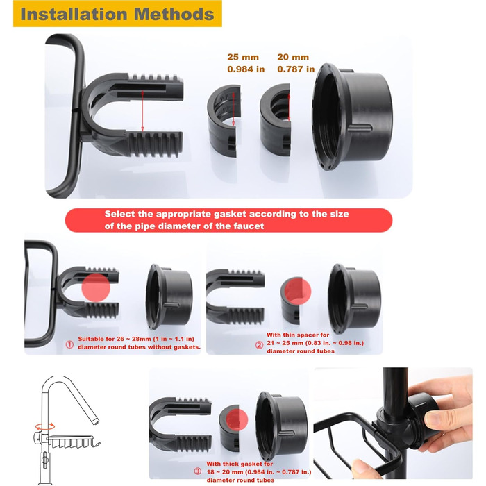 Органайзер для раковини та губки, чорна GCFTIFF