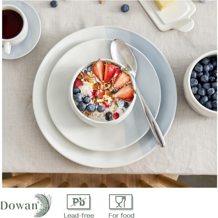 Керамические обеденные тарелки DOWAN 20,3 см, градиент, синие десертные тарелки, фарфоровые тарелки для закусок для салата, большие кухонные сервировочные тарелки, сейф для посудомоечной машины и микроволновой печи, 4 шт.