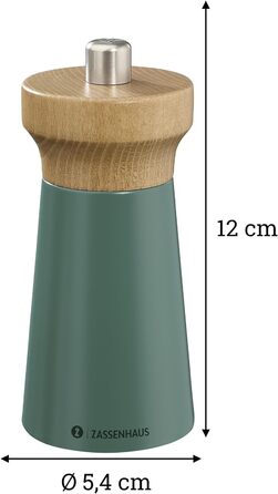 Пісок Zassenhaus WESTERLAND лакована деревина бука Головка млина з деревини бука з плавним регулюванням високопродуктивної керамічної шліфувальної машини Млин для спецій для солі 12 см, Ø 5,4 см (соляний млин, Deepforest, бук)