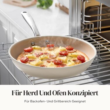 Набор индукционных сковородок со стеклянными крышками, 6 предметов 20, 24, 28 см, бежевый Redchef