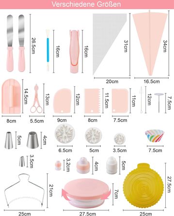 Набір аксесуарів для торта Nifogo, 301 предмет, аксесуари для випічки, аксесуари для декорування тортів з обертовою підставкою, кондитерський мішок, кондитерські насадки, шпатель для початківців (C-світло-рожевий)