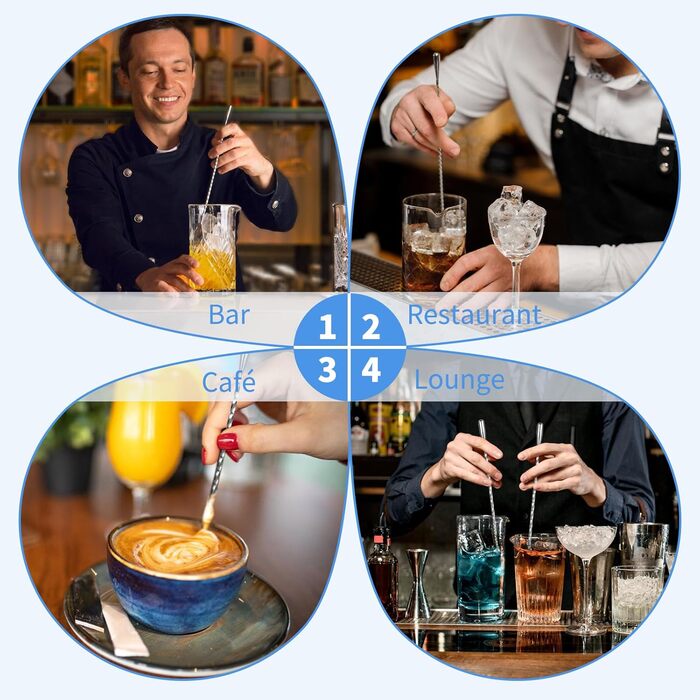 Набір із 4 барних ложок 25 см, нержавіюча сталь KITDAHOM