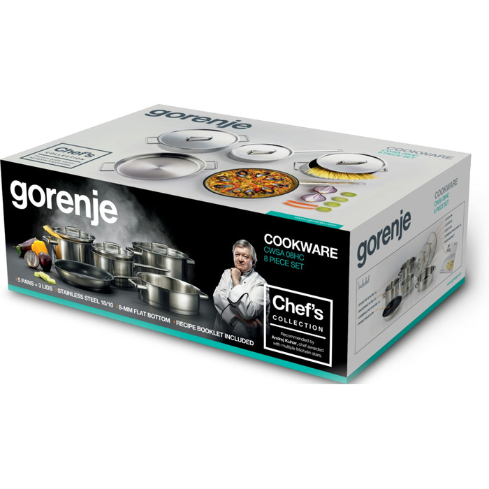 Набор посуды Gorenje CHEF'S COLLECTION, 8 предметов, нержавеющая сталь