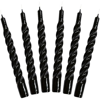 Свічки з крученим конусом, виготовлені в Італії, доступні 25 кольорів, лаковані настільні свічки, спіральні свічки з тривалим часом горіння 5 годин, декоративні свічки, 6 шт. , 2,2 x 21 см (чорні)