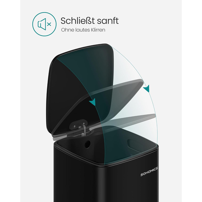 Сміттєвий бак 30 л чорний SONGMICS