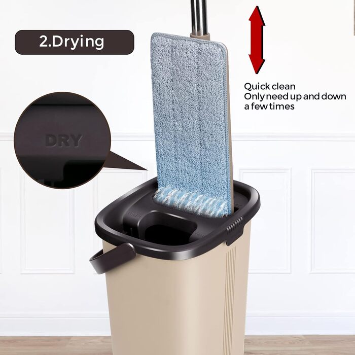 Набор швабр и ведром 140 см кремовый Masthome