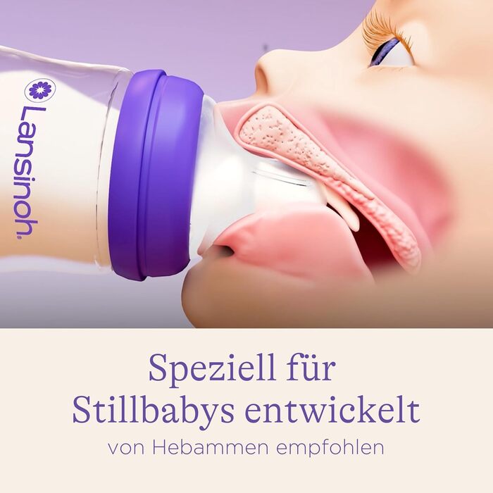 Дитяча пляшечка Lansinoh з розміром соски NaturalWave. S, 160 мл - новий компактний дизайн для покращеної стабільності - з кришкою, що складається (240 мл)