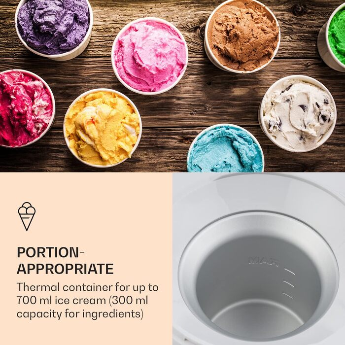 Машина для приготування морозива 700 мл, 6 програм Klarstein Snowflake