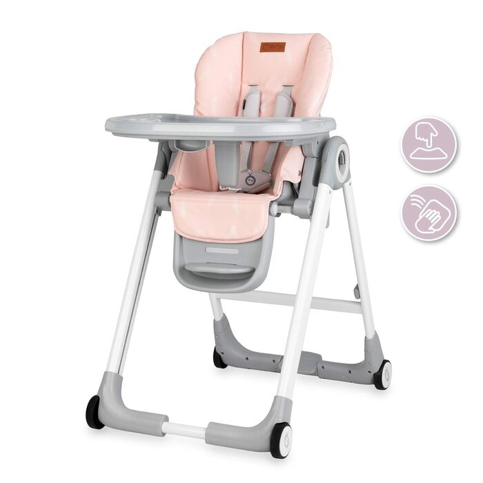 Дитячий стільчик для годування з 4 колесами та функцією гальма від 6 місяців Momi