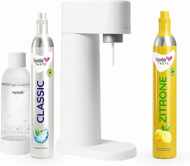 Набір для газування води, 4 предмети, класик + лимон, білий Mysoda Woody SodaTASTE