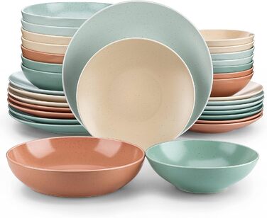 Столовий сервіз з керамограніту, ванкассо 32 предмети Карстовий комбінований сервіз з фаянсу, набір посуду у вінтажному вигляді на 4-12 осіб (Сабіна-м, посуд на 8 осіб)