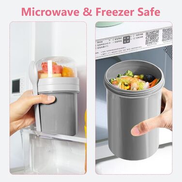 Стаканчик для пластівців 800 мл із ложкою, сірий Acasimo